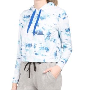 KYODAN Tie Dye Printed Moss Jersey Hoodie Blue White New